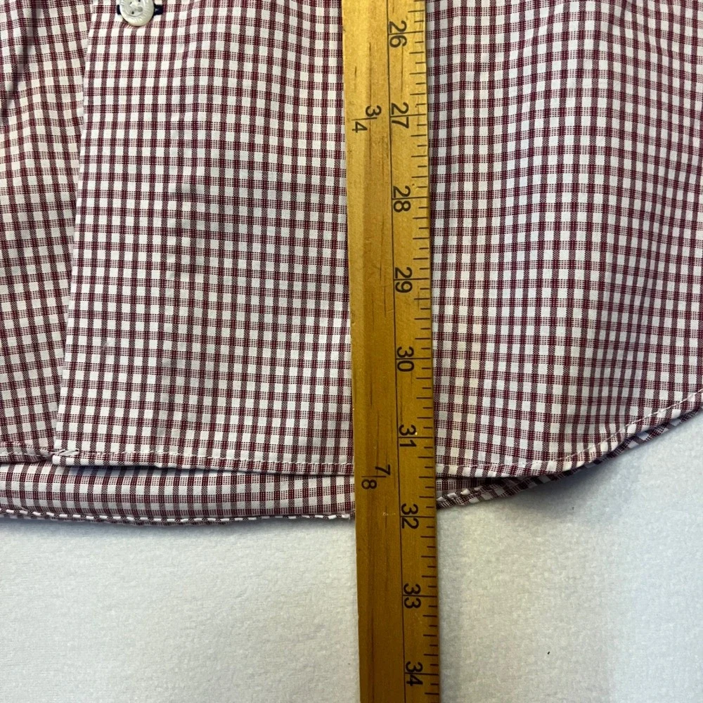 Banana Republic Mens Gingham‎ Check Long Sleeve Button Down Shirt Burgundy XL
